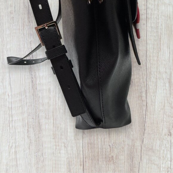 Kate Spade x Disney Minnie Mouse Black Leather Backpack with Red Polka Dot Bow - Picture 8 of 12